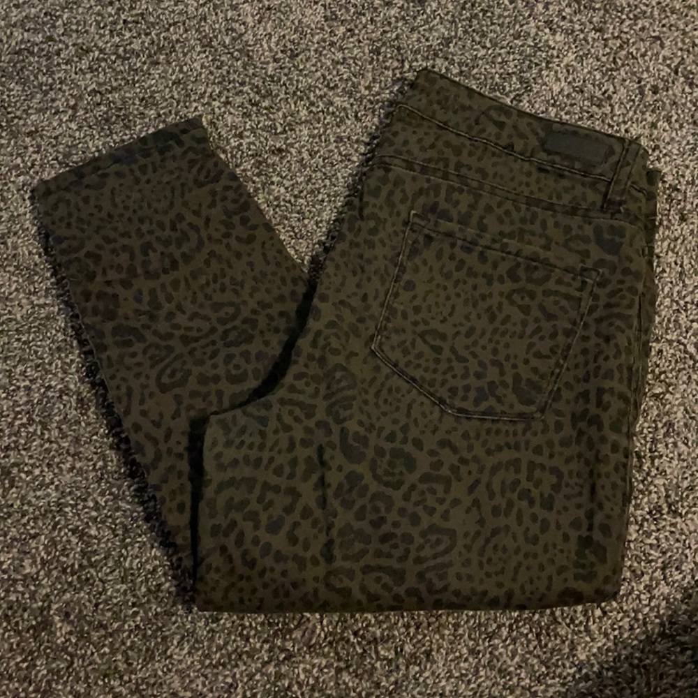 STS Blues Dark Green Cheetah Skinny Jeans